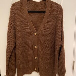 SHEIN Brown Knit Cardigan with Buttons